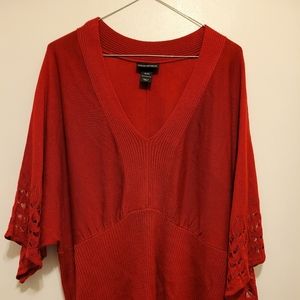 Lane Bryant Womens V-Neck Red Sweater 3/4 Sleeves 18/20